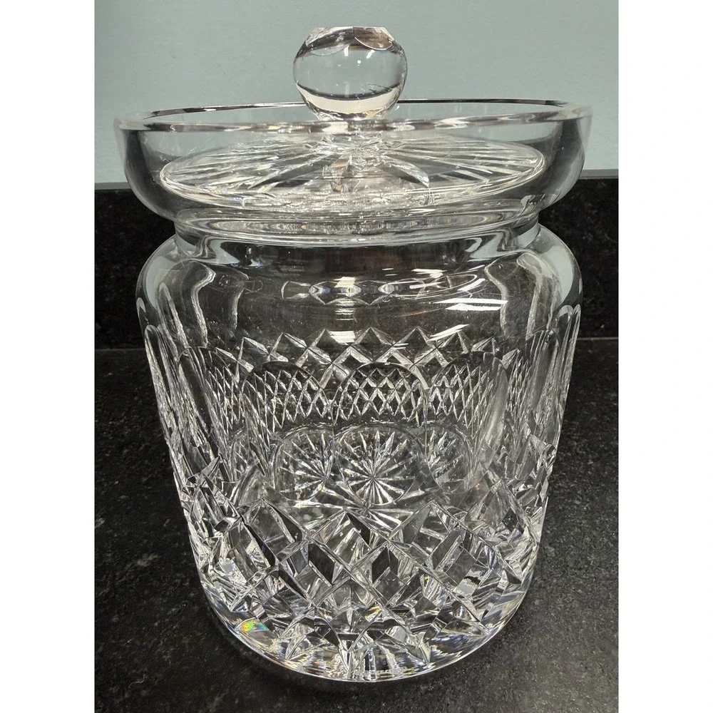 Waterford Crystal Colleen Short Stem Biscuit Barrel Jar w Lid Signed 6.75